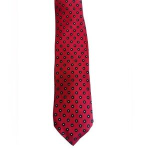 Vintage Briar Elegant Red Black Polka Dot Silk Tie